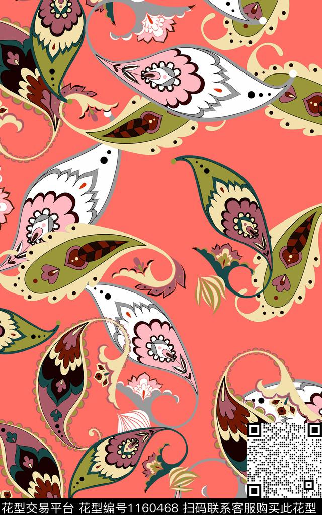 春夏华亿平台大牌风佩斯利数码印花华亿平台下载（图片编号: 1160468） - 瓦栏（Walan）