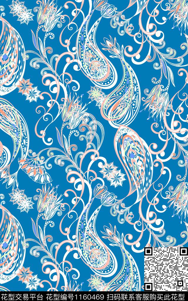 春夏华亿平台大牌风佩斯利数码印花华亿平台下载（图片编号: 1160469） - 瓦栏（Walan）