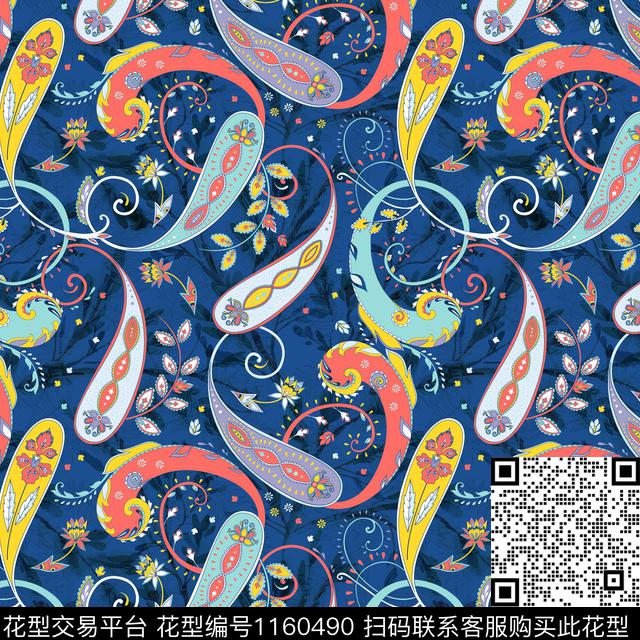 春夏华亿平台大牌风佩斯利数码印花华亿平台下载（图片编号: 1160490） - 瓦栏（Walan）