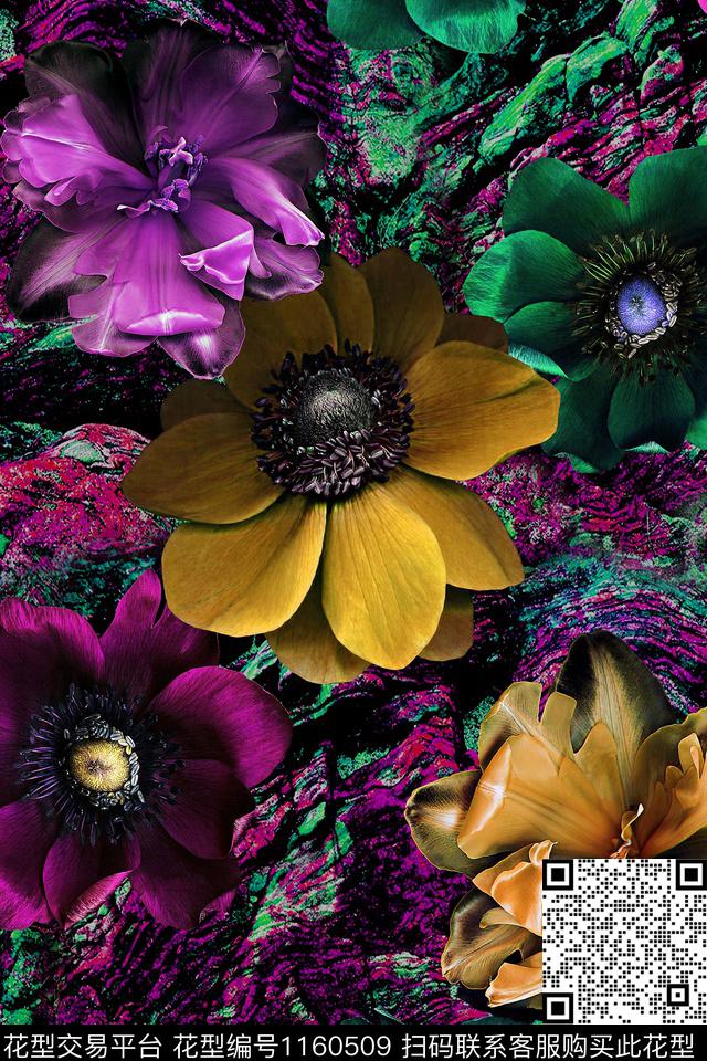 花卉3D立体照片花卉数码印花华亿平台下载（图片编号: 1160509） - 瓦栏（Walan）