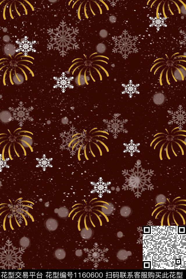 雪花复古传统华亿平台数码印花华亿平台下载（图片编号: 1160600） - 瓦栏（Walan）