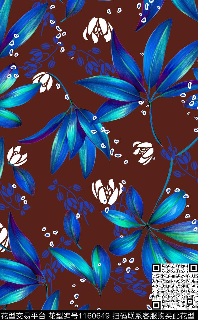 植物休闲花卉数码印花华亿平台下载（图片编号: 1160649） - 瓦栏（Walan）
