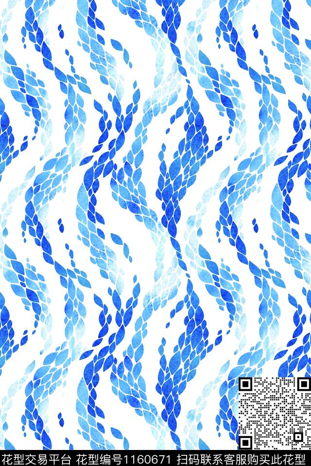 肌理水彩弯曲数码印花华亿平台下载（图片编号: 1160671） - 瓦栏（Walan）