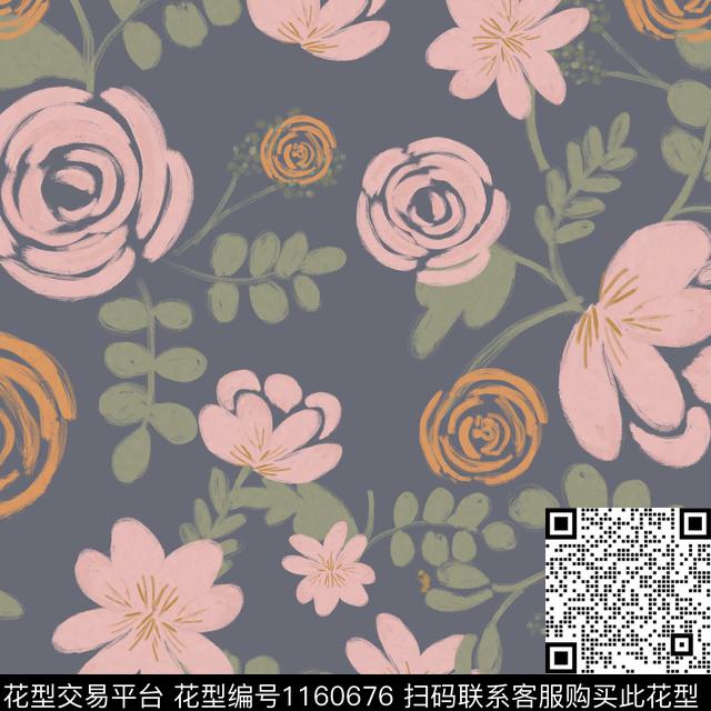 女装春夏华亿平台手绘花卉数码印花华亿平台下载（图片编号: 1160676） - 瓦栏（Walan）