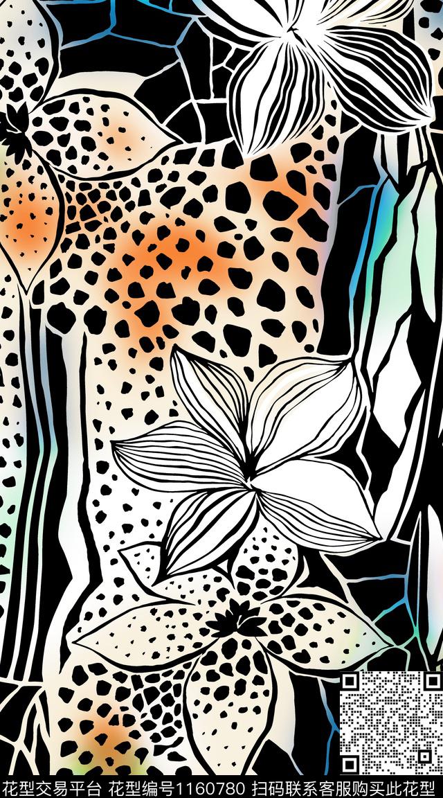 抽象大牌风几何数码印花华亿平台下载（图片编号: 1160780） - 瓦栏（Walan）