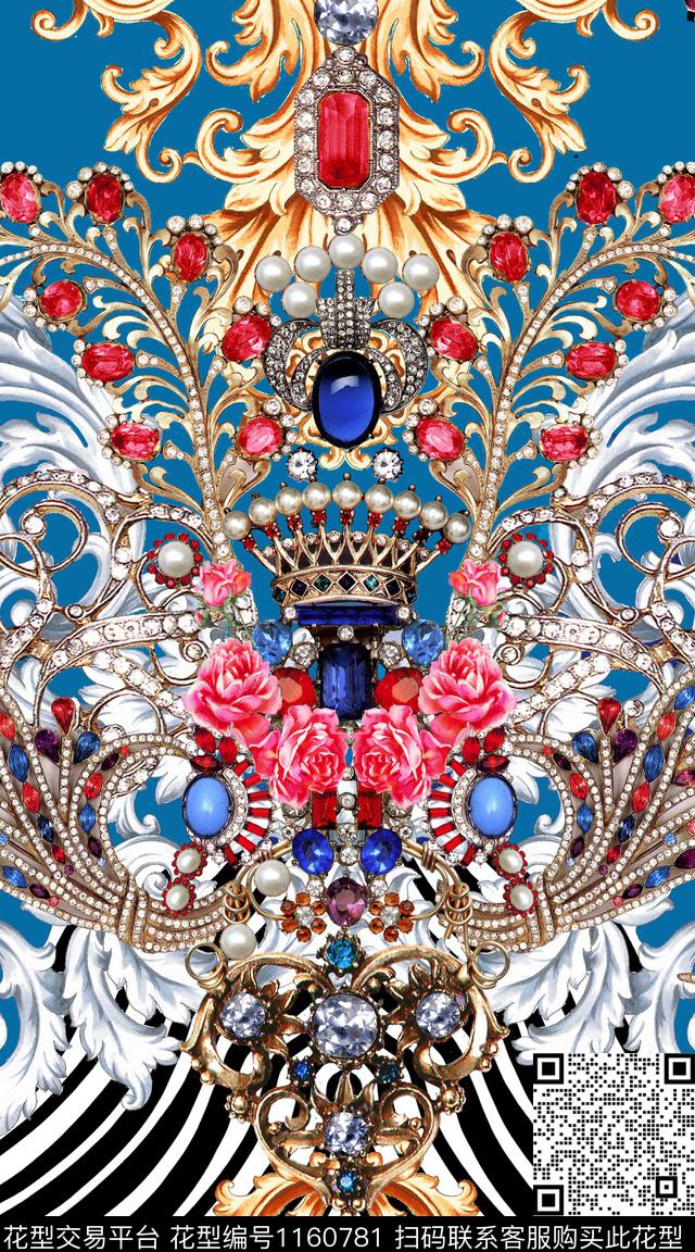 抽象大牌风民族花卉数码印花华亿平台下载（图片编号: 1160781） - 瓦栏（Walan）