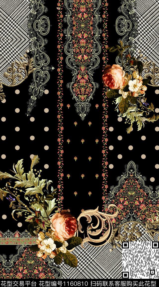 抽象大牌风民族花卉数码印花华亿平台下载（图片编号: 1160810） - 瓦栏（Walan）