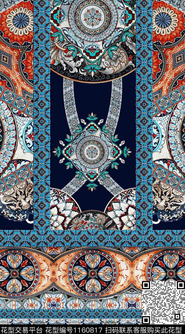 抽象大牌风民族花卉数码印花华亿平台下载（图片编号: 1160817） - 瓦栏（Walan）