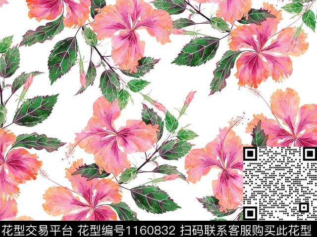手绘花卉漂亮花卉波点数码印花华亿平台下载（图片编号: 1160832） - 瓦栏（Walan）
