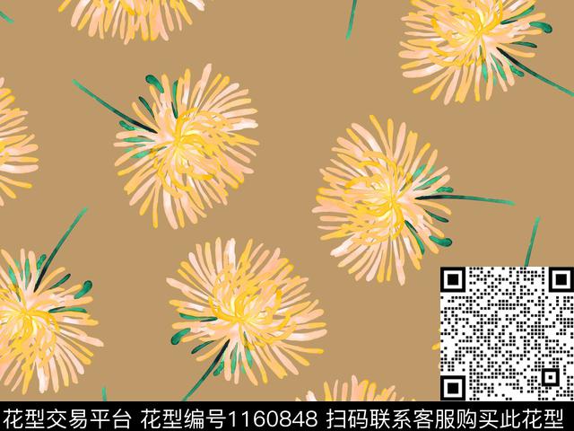 水彩花卉手绘花卉漂亮数码印花华亿平台下载（图片编号: 1160848） - 瓦栏（Walan）