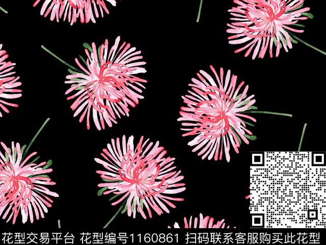 水彩花卉手绘花卉漂亮数码印花华亿平台下载（图片编号: 1160861） - 瓦栏（Walan）