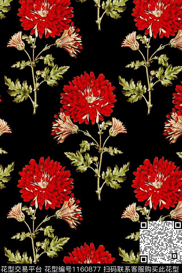 手绘大花手绘花卉精致数码印花华亿平台下载（图片编号: 1160877） - 瓦栏（Walan）
