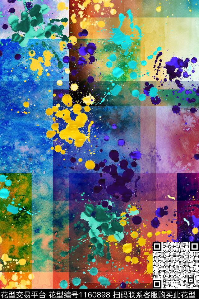 水墨风抽象炫彩数码印花华亿平台下载（图片编号: 1160898） - 瓦栏（Walan）