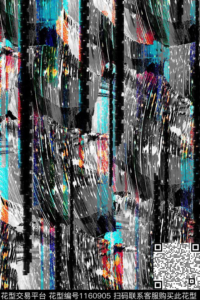 水墨风抽象炫彩数码印花华亿平台下载（图片编号: 1160905） - 瓦栏（Walan）