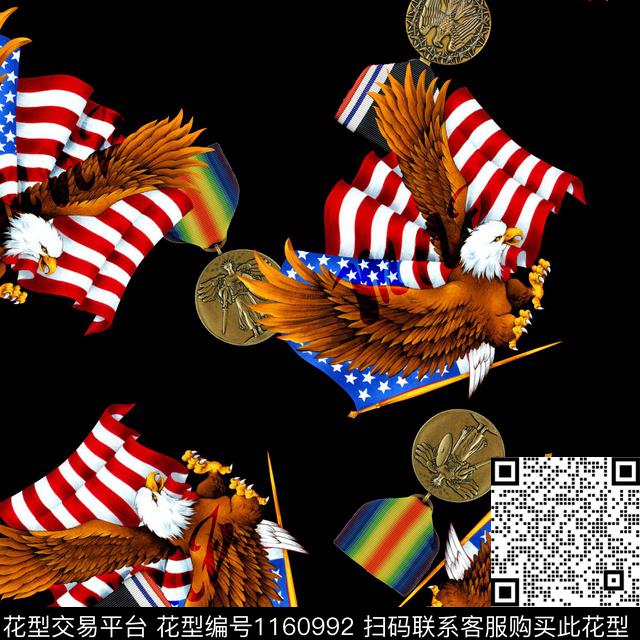 国旗老鹰徽章数码印花华亿平台下载（图片编号: 1160992） - 瓦栏（Walan）