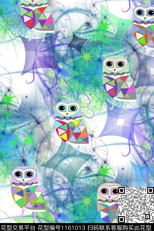 小清新卡通趣味数码印花华亿平台下载（图片编号: 1161013） - 瓦栏（Walan）