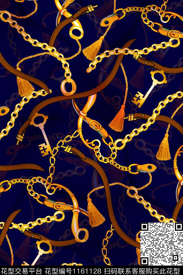 抽象大牌风链条数码印花华亿平台下载（图片编号: 1161128） - 瓦栏（Walan）