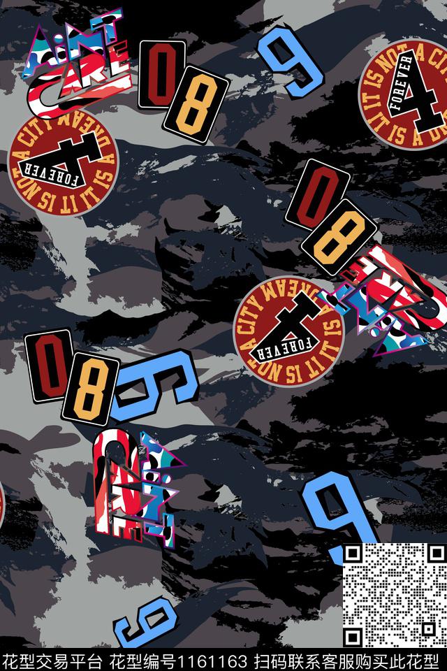 抽象迷彩男装数码印花华亿平台下载（图片编号: 1161163） - 瓦栏（Walan）