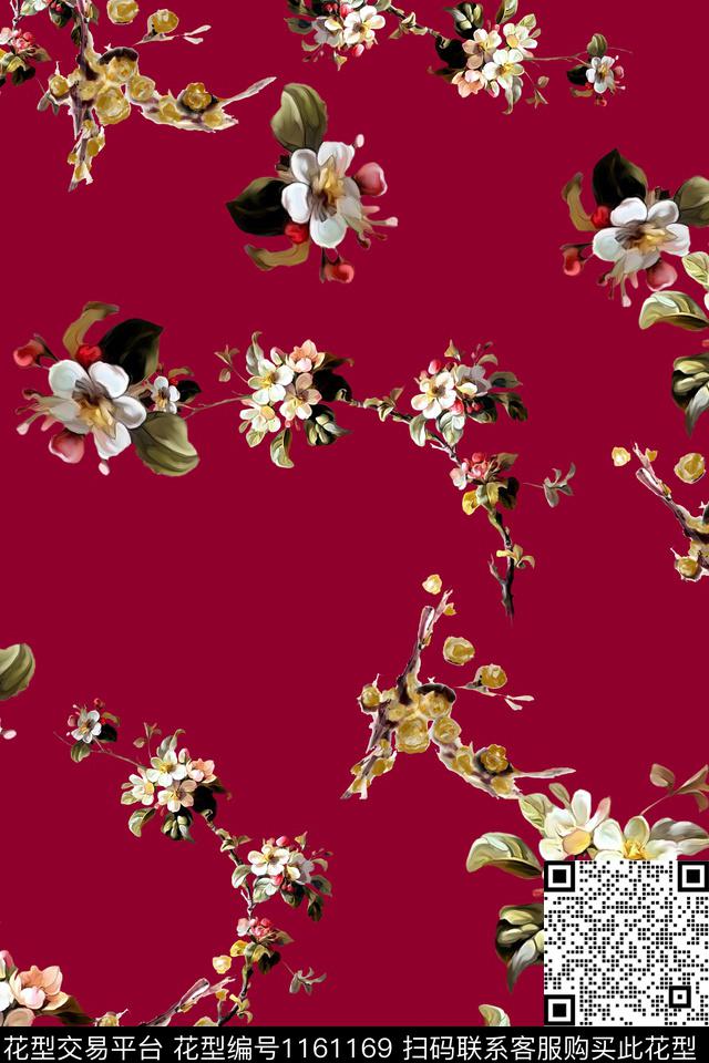 水彩花卉旗袍典雅花卉数码印花华亿平台下载（图片编号: 1161169） - 瓦栏（Walan）