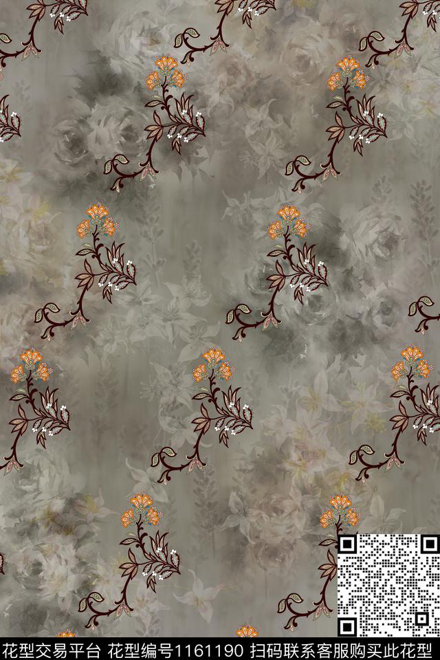 佩斯利民族花卉抽象底纹数码印花华亿平台下载（图片编号: 1161190） - 瓦栏（Walan）