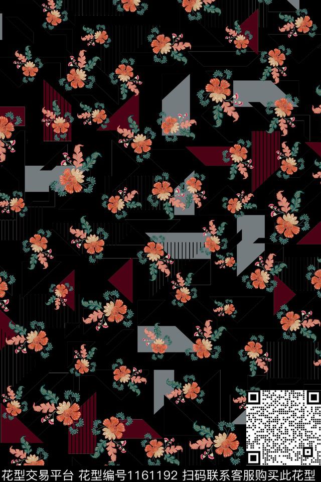 小碎花几何花卉数码印花华亿平台下载（图片编号: 1161192） - 瓦栏（Walan）