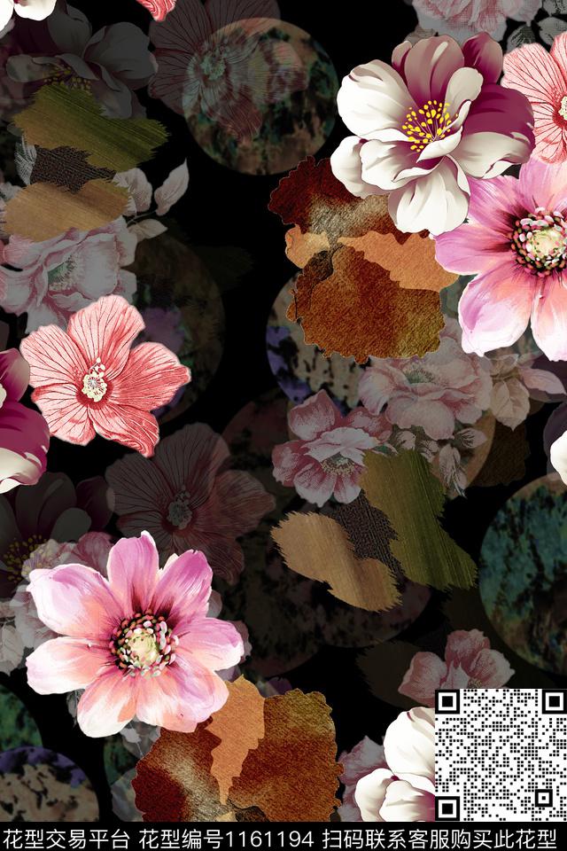 抽象花卉数码华亿平台水彩花卉数码印花华亿平台下载（图片编号: 1161194） - 瓦栏（Walan）