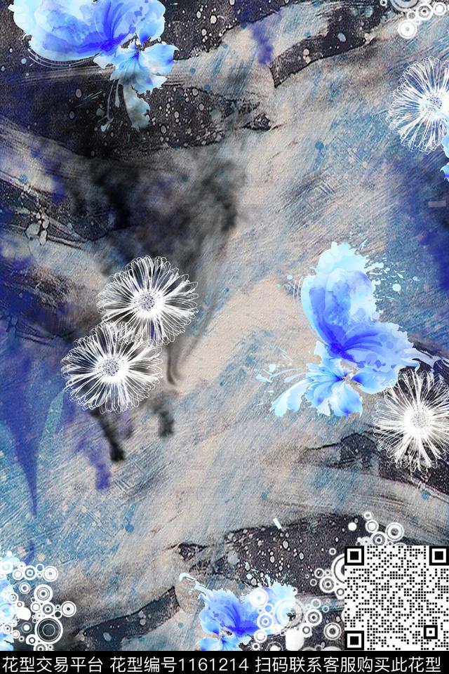 星空蝴蝶植物传统印花华亿平台下载（图片编号: 1161214） - 瓦栏（Walan）