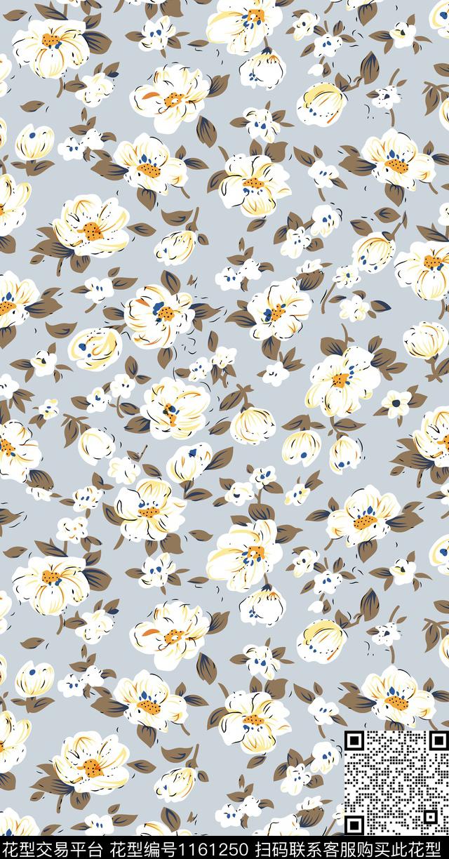 小碎花清爽底花卉女装数码印花华亿平台下载（图片编号: 1161250） - 瓦栏（Walan）