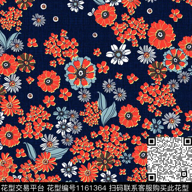 几何花卉春夏华亿平台花卉数码印花华亿平台下载（图片编号: 1161364） - 瓦栏（Walan）