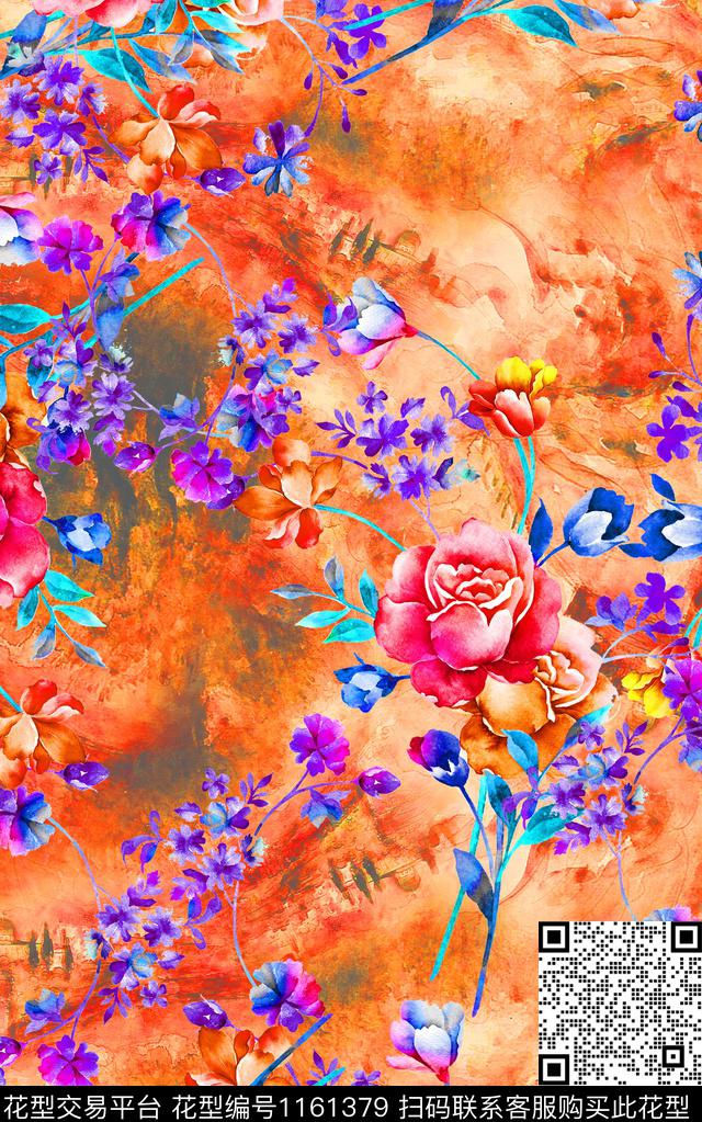 小碎花春夏华亿平台花卉数码印花华亿平台下载（图片编号: 1161379） - 瓦栏（Walan）