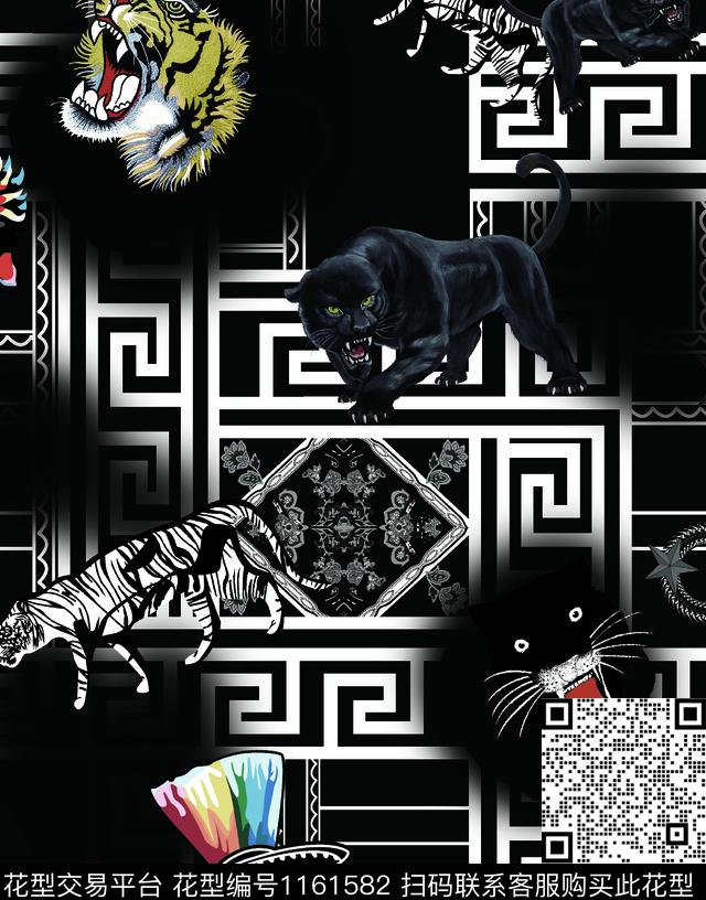 动物抽象大牌风数码印花华亿平台下载（图片编号: 1161582） - 瓦栏（Walan）