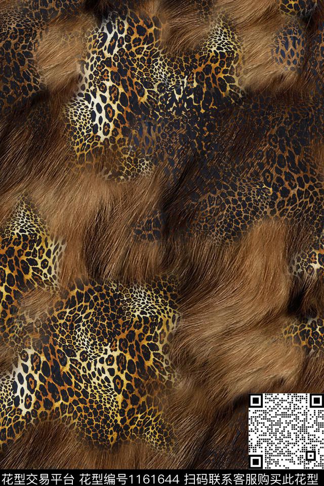 混合拼接豹纹皮毛数码印花华亿平台下载（图片编号: 1161644） - 瓦栏（Walan）