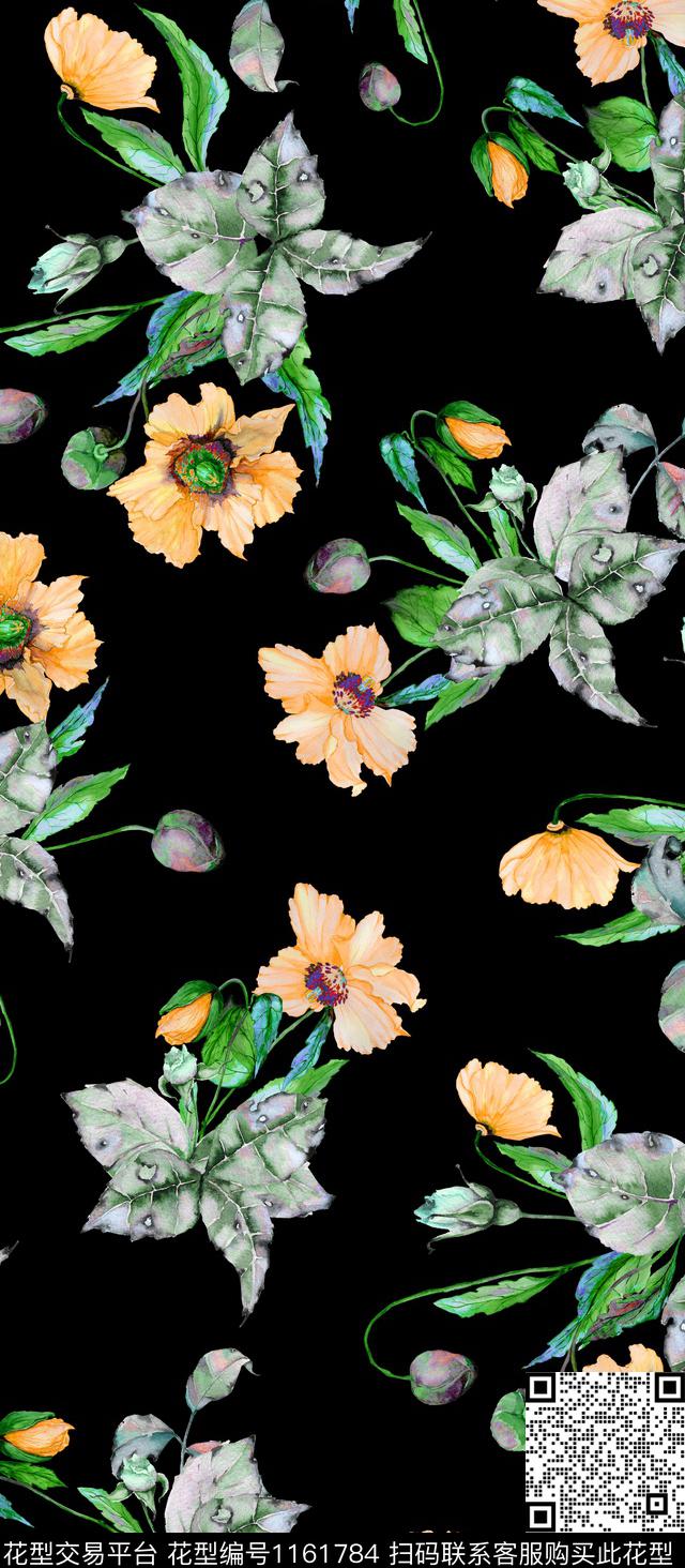水彩花卉春夏华亿平台坯布数码印花华亿平台下载（图片编号: 1161784） - 瓦栏（Walan）