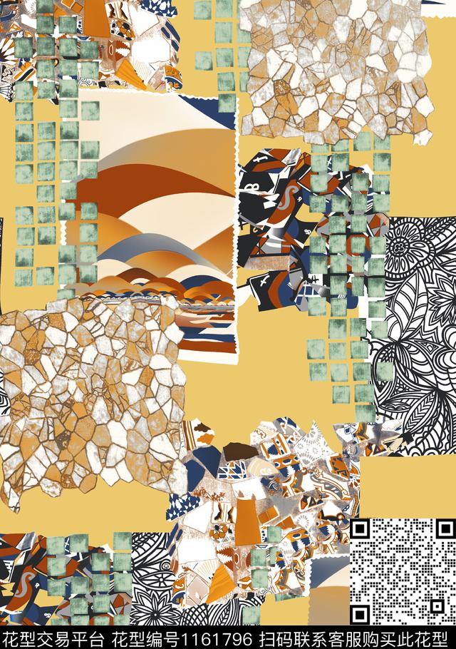 几何混合拼接女装数码印花华亿平台下载（图片编号: 1161796） - 瓦栏（Walan）