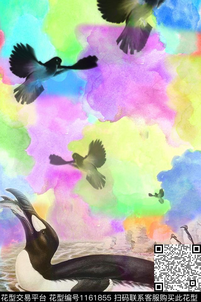 动物迷彩鸟数码印花华亿平台下载（图片编号: 1161855） - 瓦栏（Walan）