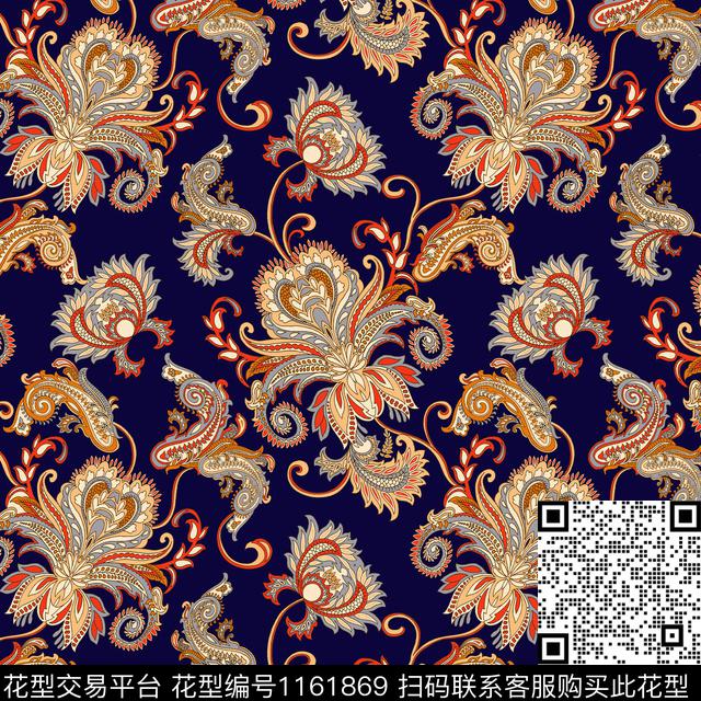 几何佩斯利数码华亿平台数码印花华亿平台下载（图片编号: 1161869） - 瓦栏（Walan）