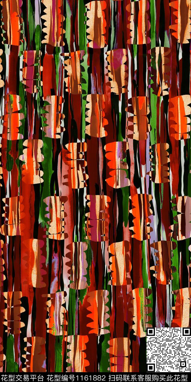 几何格子大牌风数码印花华亿平台下载（图片编号: 1161882） - 瓦栏（Walan）