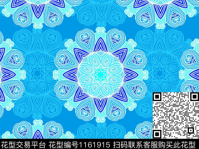 民族花卉复杂花卉规则排列数码印花华亿平台下载（图片编号: 1161915） - 瓦栏（Walan）