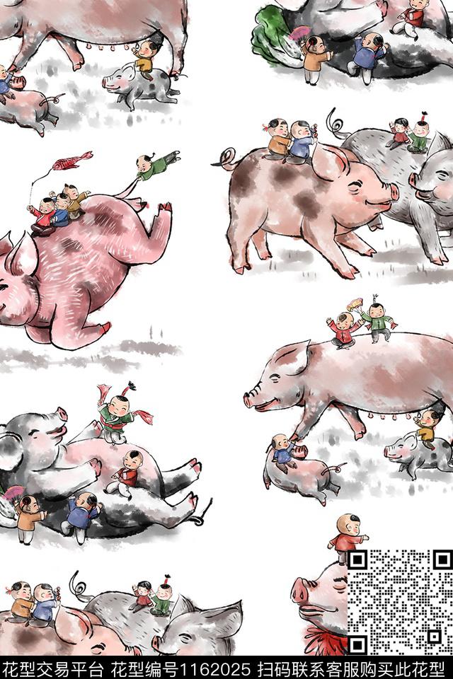 水墨风水彩中国风数码印花华亿平台下载（图片编号: 1162025） - 瓦栏（Walan）