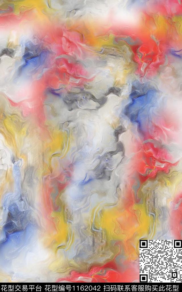 抽象水粉数码印花华亿平台下载（图片编号: 1162042） - 瓦栏（Walan）