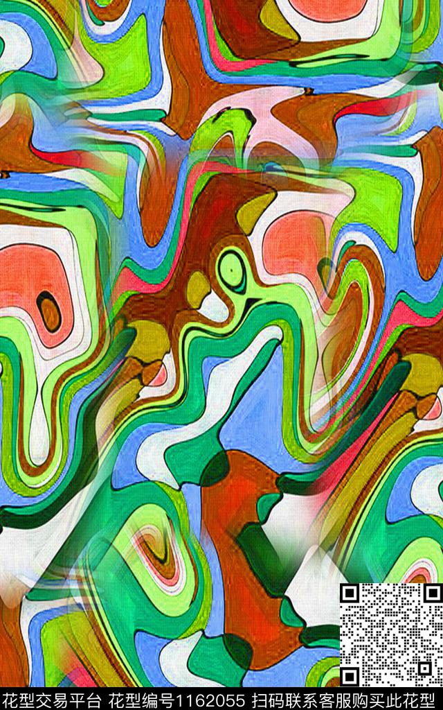 抽象水粉数码印花华亿平台下载（图片编号: 1162055） - 瓦栏（Walan）