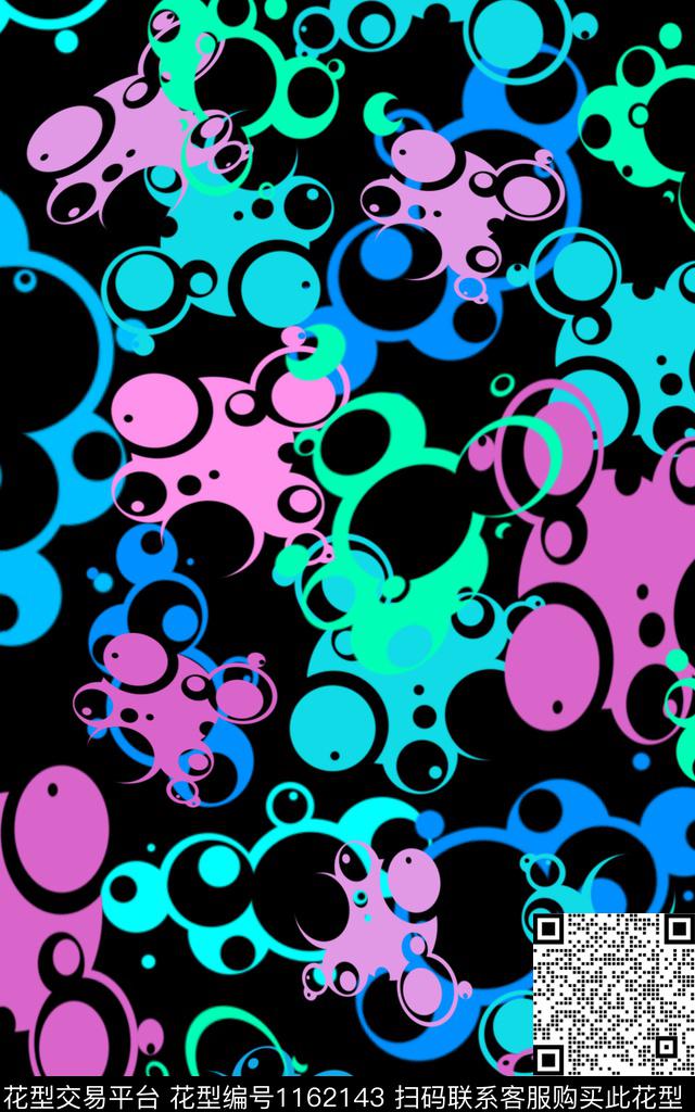 几何抽象泡泡数码印花华亿平台下载（图片编号: 1162143） - 瓦栏（Walan）