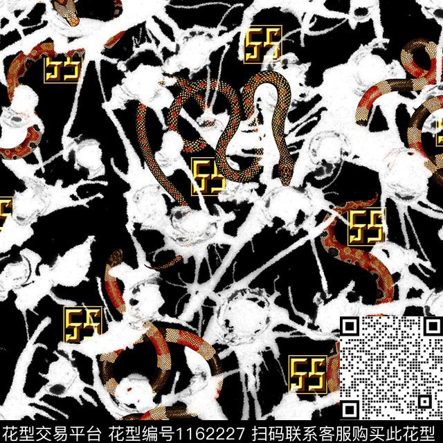 黑白华亿平台蛇原创创意数码印花华亿平台下载（图片编号: 1162227） - 瓦栏（Walan）