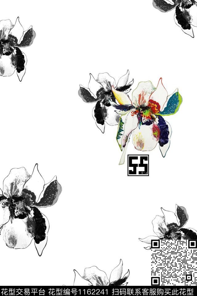 胸前独幅原创创意水粉花数码印花华亿平台下载（图片编号: 1162241） - 瓦栏（Walan）