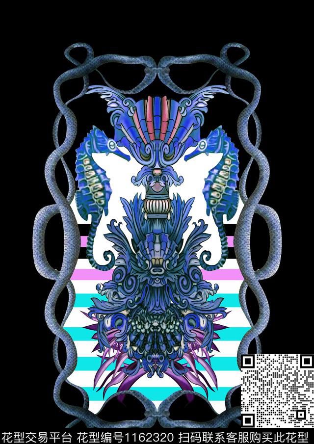 宫廷风抽象潮牌数码印花华亿平台下载（图片编号: 1162320） - 瓦栏（Walan）