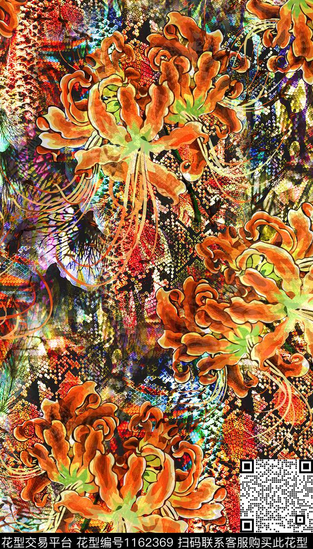 女装花卉满版散花数码印花华亿平台下载（图片编号: 1162369） - 瓦栏（Walan）