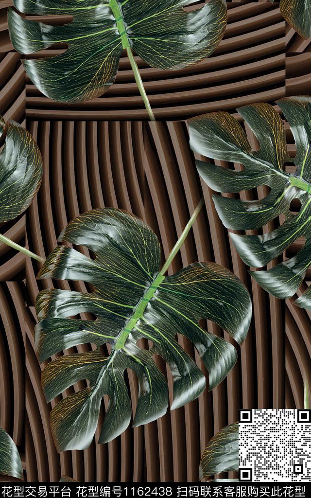 绿植树叶木条3D立体数码印花华亿平台下载（图片编号: 1162438） - 瓦栏（Walan）