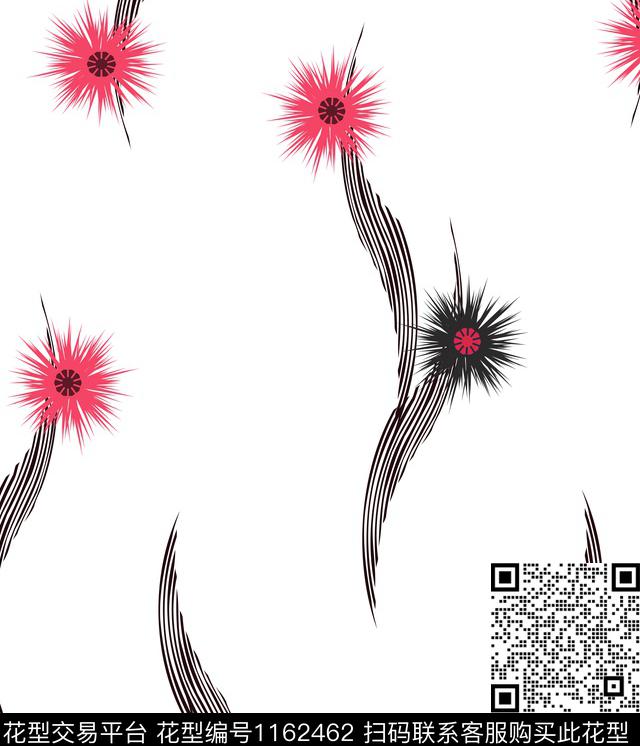 几何格子花卉数码印花华亿平台下载（图片编号: 1162462） - 瓦栏（Walan）