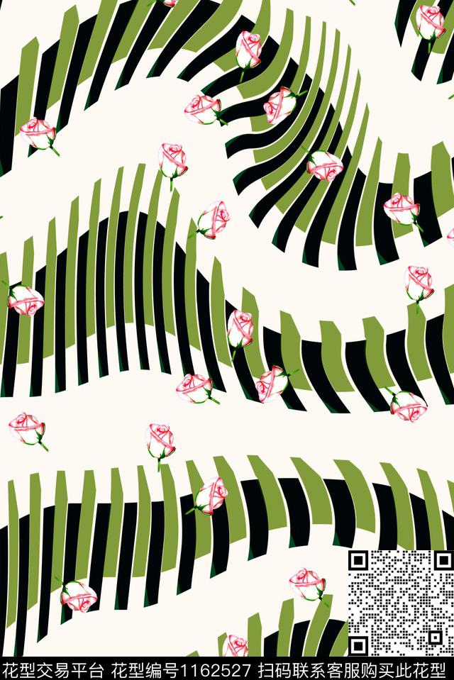 玫瑰花女装几何花卉数码印花华亿平台下载（图片编号: 1162527） - 瓦栏（Walan）