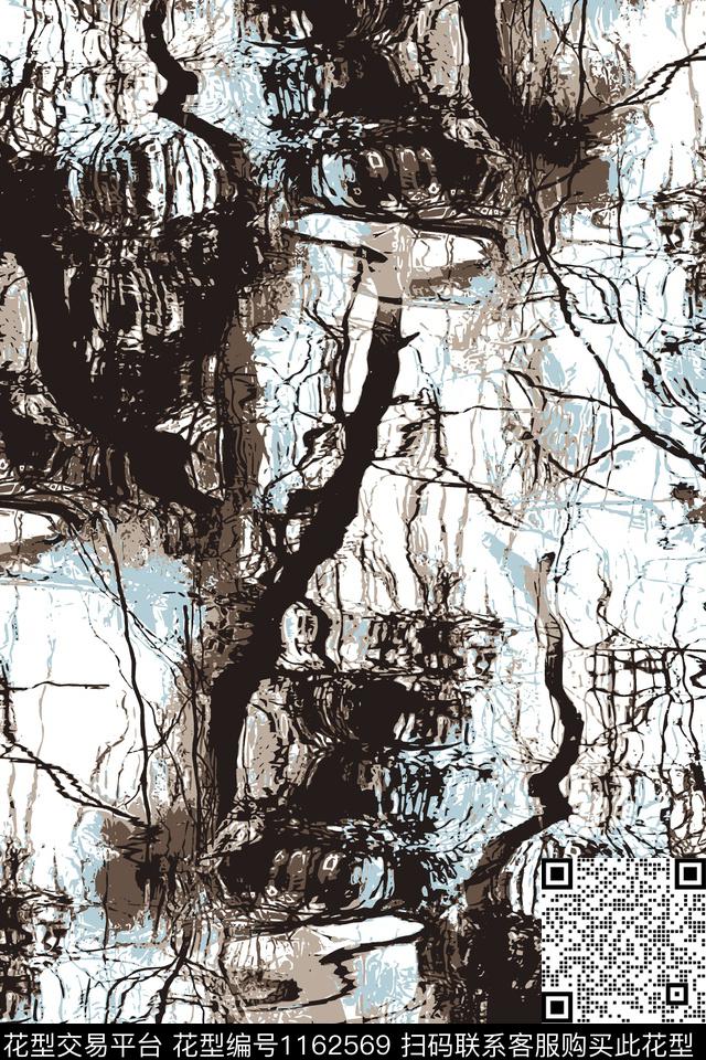 手绘纹理树枝传统印花华亿平台下载（图片编号: 1162569） - 瓦栏（Walan）